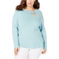 thumbnail image 1 of INC Chandail à Enfiler à Torsade pour Femmes, Vert, Grande Taille, 1X, 1 of 1
