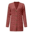 thumbnail image 4 of idosla Women's Open Front Cardigan Sweaters Fall Fashion Button Down Cable Knit Winter Clothing Outerwear Coats (Brick Red, 4XL), 4 of 4
