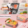 thumbnail image 4 of 2 Set Grande Caja Bento Box 1300 ml + 2 Pcs Cepillo para Lavar los Platos, Lonchera para Niños y Adultos, Caja de Almuerzo con Cuchara, Fiambreras con 4 Compartimentos, Contenedores de Almuerzoa, 4 of 4