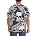 thumbnail image 5 of KLL Skull and palm leaves Print Men's Shirt Short Sleeve Button Down Summer Cuba Beach Shirts- Medium, 5 of 7