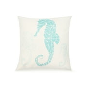 Pal Fabric Blended Linen Square 18x18 Tiffany Blue Geometric Seahorse Pillow Cover