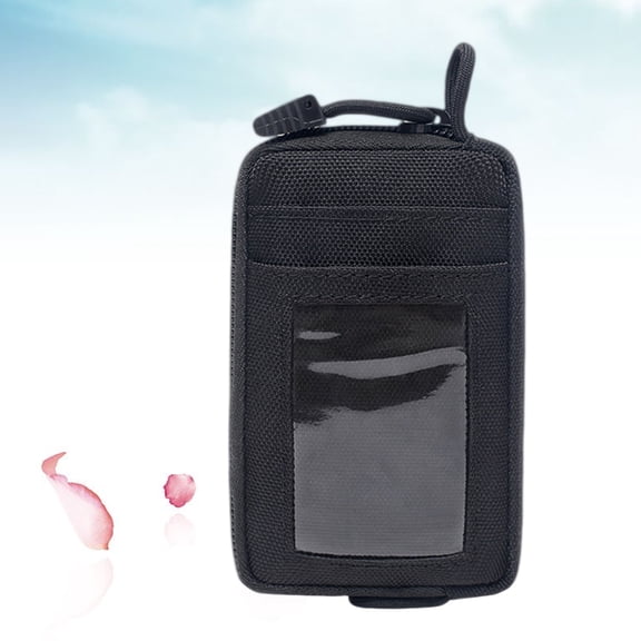 OUNONA Mini Zipper Wallet Keychain Bag Black Nylon 1Pack for Travel