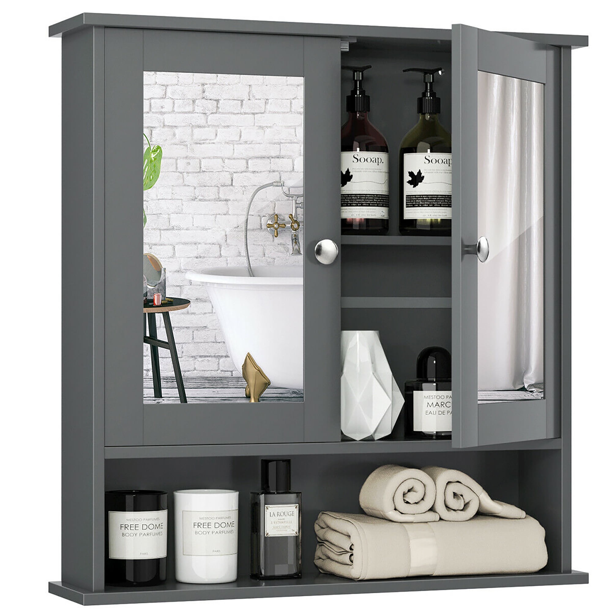 wall hung mirror cabinet
