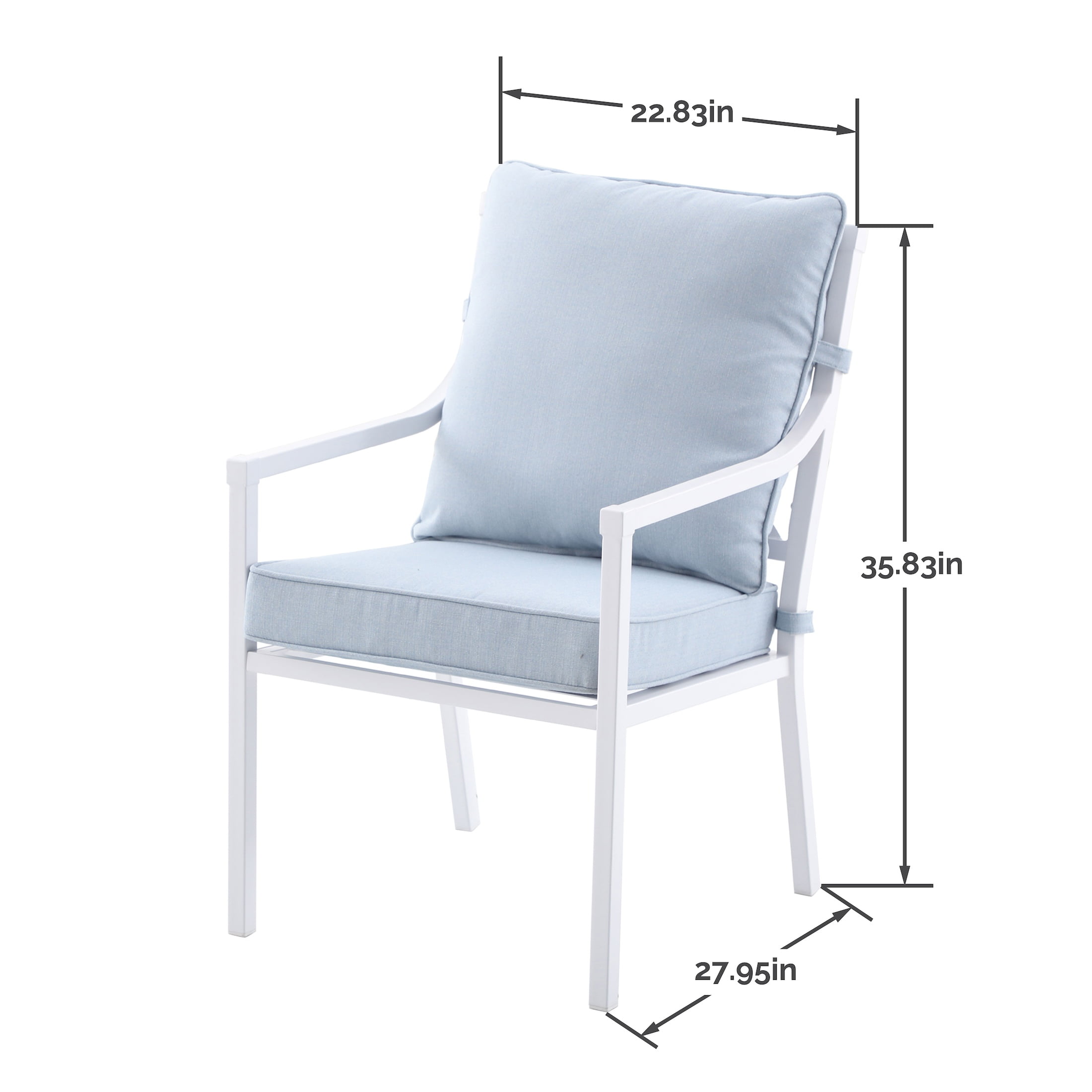 My Texas House Cambria 2-Pack Steel Outdoor Patio Dining Chairs, White/Blue