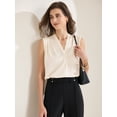 thumbnail image 2 of DARING DIVA Women's Silk Satin Tank Top Ruched Blouse Basic Tank Shirt XS champagne, 2 of 6