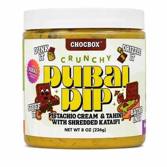Chocbox Viral Dubai Dip – Dubai Chocolate Filling with Pistachio Cream, Tahini & Crispy Shredded Kataifi – Sweet & Savory Crunchy Pistachio Spread, 8 oz