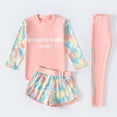 thumbnail image 2 of Swimsuits For Girls Summer Beach Swim Shirt Trunks Pants Rash Guard Upf 50+ Print Short Sleeve Crew Neck 3 Piece Outfit Set, 2 of 7
