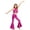 Hot Pink, variant on Girls Sequins Dance Outfits Crop Top with Ruffle Bell-Bottom Performance Clothes Set Carnival Party Dancewear Hot Pink 14