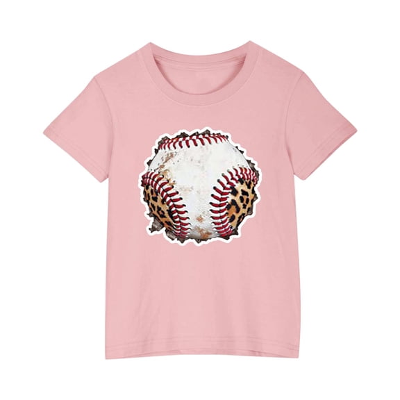 STETMN Girls Baseball Shirt for Game Day: Cute Short Sleeve Baggy Tee with Sports Print, 3-10Y