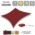 thumbnail image 2 of IC ICLOVER 16' x 16' Waterproof Sun Shade Sail Square Canopy Awning Shelter Polyester Fabric Cloth for Patio Yard Deck Pergola Outdoor Sun Sail Shade 98% UV Block Sunshade - Terra Red, 2 of 8