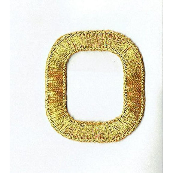 Alphabet Letter - O - Color Gold - 2" Block Style - Iron On Embroidered Applique Patch