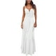 thumbnail image 1 of Vestido largo abotonado sólido con cuello en V y cinturón para mujer Fridja nalpqowj4705, 1 of 9