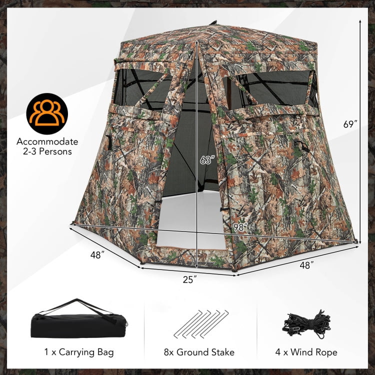 Topcobe 360° One Way See Through Ground Hunting Blind for Deer and Turkey Hunting, Waterproof Camping Tents Easy Setup