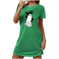 thumbnail image 4 of Tnhcen Women's Plus Size Halloween Sleepshirt Nightgown Cute Ghost Print Short Sleeve Comfortable Sleepwear 3XL-5XL Green, 4 of 4