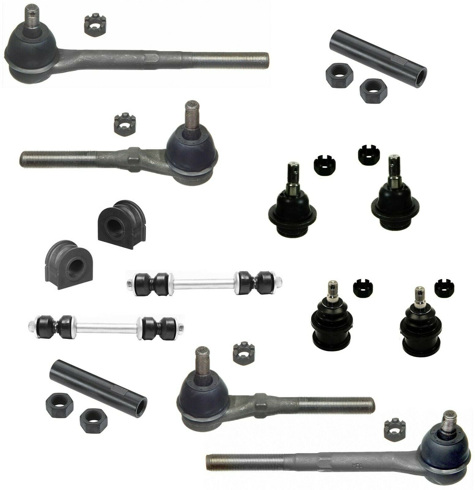 14 Pc Front Suspension Kit Upper & Lower Ball Joints Tie Rod Ends