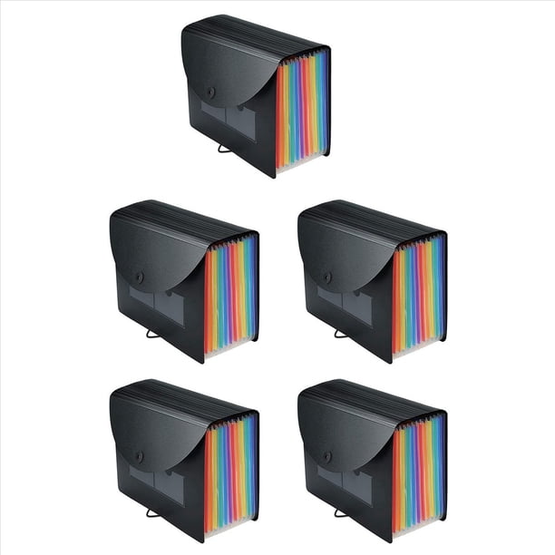 5X Carpeta de Archivos Expandible Caja de Archivo Organizador de Archivos de 12 Bolsillos, Carpetas de Recibos / Documentos / Facturas en AcordeóN A4 con PestañAs de Colores