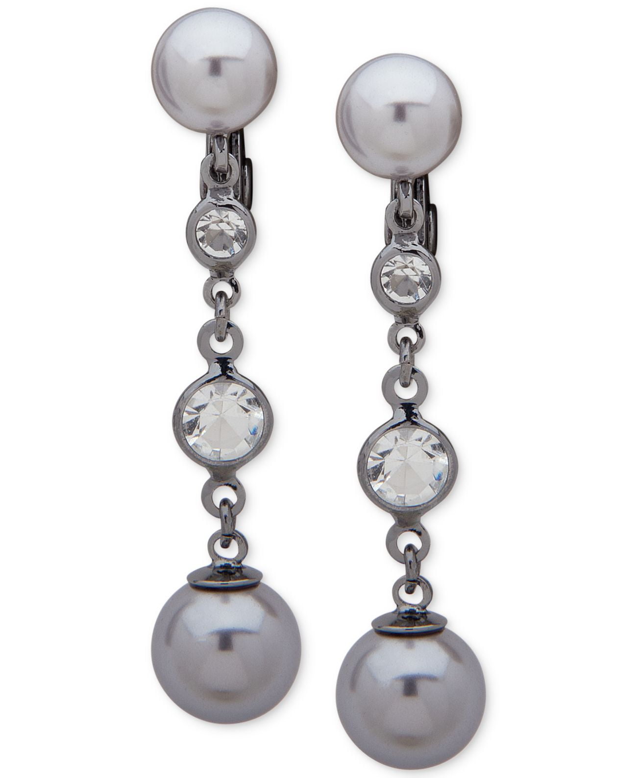Ralph Lauren Clip Glass Pearl Drop Earrings, Gray 