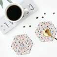 thumbnail image 4 of Lsque Scandinavian Alphabet1 Pattern 4" Drink Coasters Set of 4, PVC Leather Absorbent Coasters, Table Coaster Set Decorative Coffee Cup Coasters Housewarming Gift -Hexagon, 4 of 6