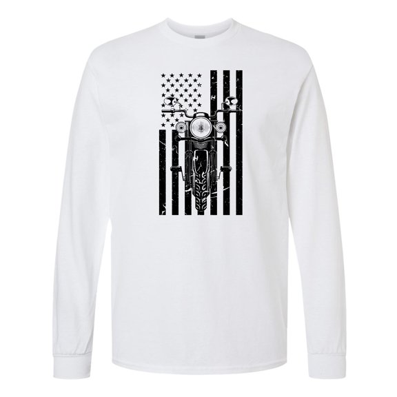 Inktastic Distressed Motorcycle Flag Long Sleeve T-Shirt