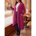 thumbnail image 4 of Cueply Women's Plus Size Cardigan Lightweight Long Sleeve Maxi Long Knitted Tops Open Front Sweater, 4 of 8