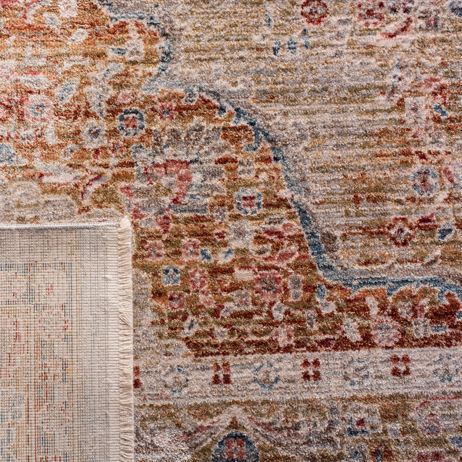 SAFAVIEH Kenitra Georgiana Distressed Polyester Area Rug, Grey/Light Blue, 3' x 5'