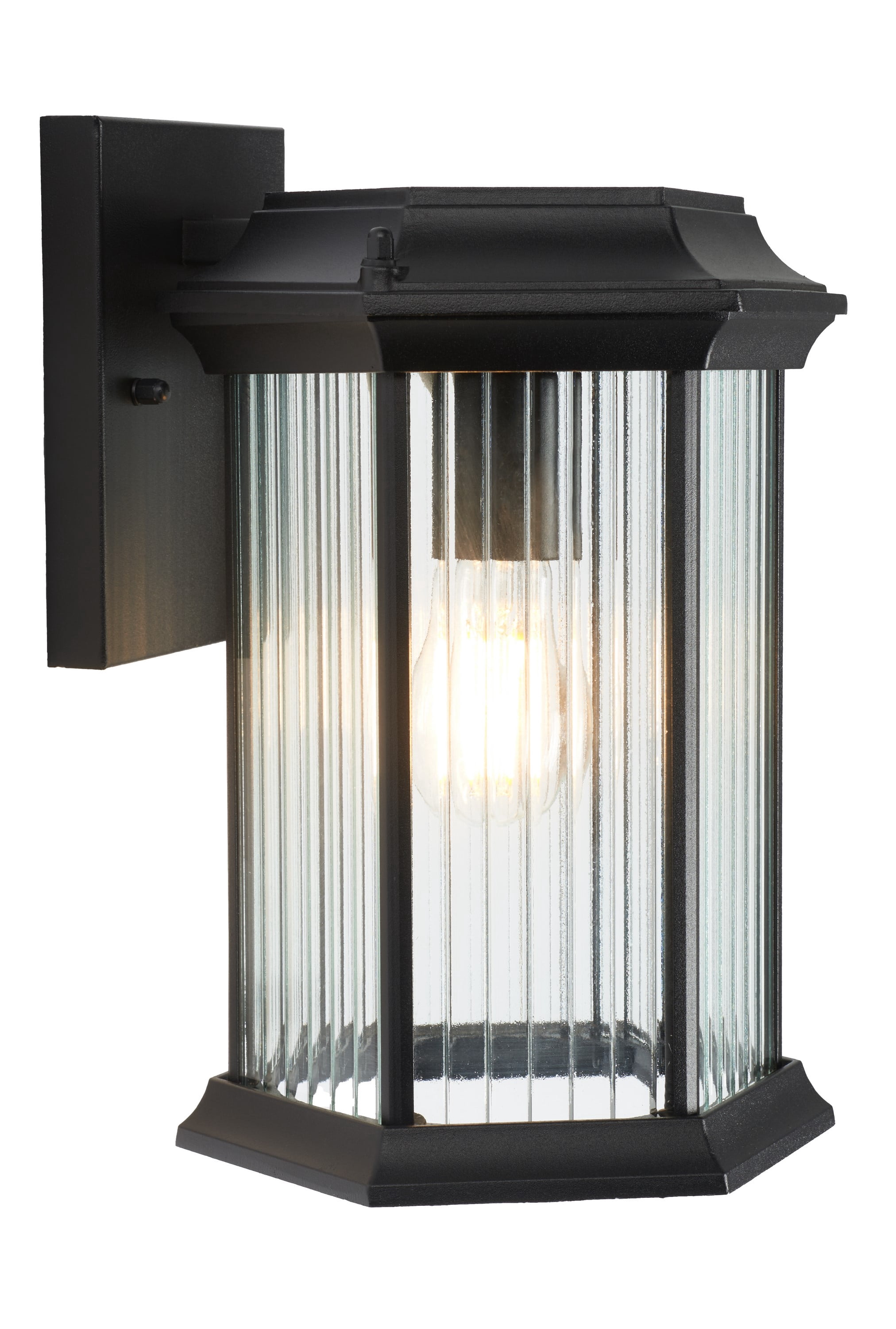 SAFAVIEH Hylan 2-Light A19 Black Steel Wall Sconce with Clear Shade, Set of 2