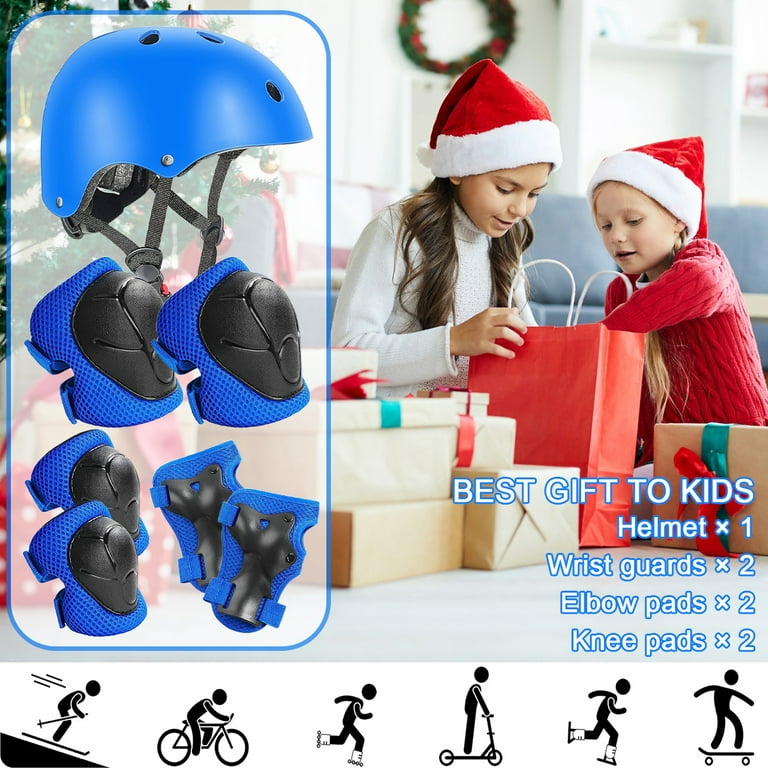 Kids Bike Helmet, Toddler Helmet for Ages 3-10 Boys Girls with Sports Protective Gear Set Knee Elbow Wrist Pads for Skateboard Cycling Scooter