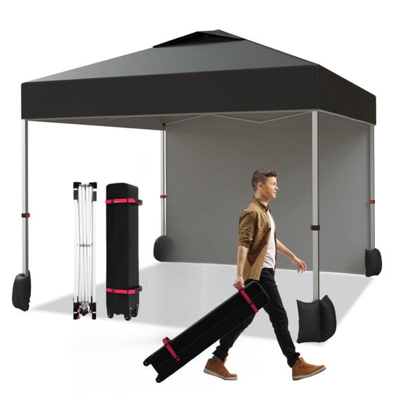 Kselythan Pop Up Canopy Tent,10x10FT Beach Tent With 1 Sidewall,Portable Commercial Canopy Tent,Outdoor Sun Shade With Vented Top Roller Bag,4 Sandbags,4 Ropes And 8 Tent Stakes For Home Party Event