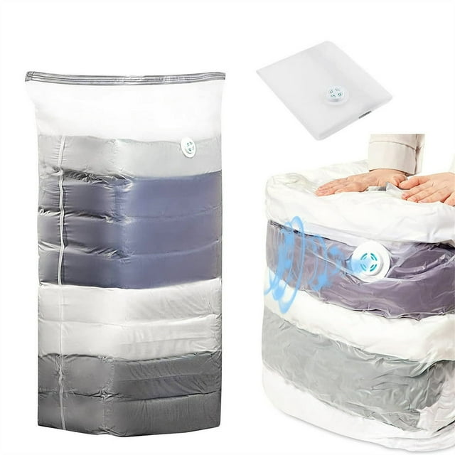 SUTENGDA Vacuum Storage Bags Reusable Vacuum Sealer Compression Space Saving Bag For Clothes Mattress Duvets Pillows Comforters Quilt Travel Clear M