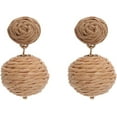 thumbnail image 2 of Bohemian Woven Rattan Straw Wicker Raffia Ball Drop Dangle Earring for Women Handmade Lightweight Statement Geometric Round Earring Retro Boho Summer Beach Jewelry, 2 of 2