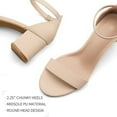 thumbnail image 7 of Pennysue Women's Chunky Low Heels Sandals Nude Nubuck Ankle Strap Wedding Shoes 8M, 7 of 7