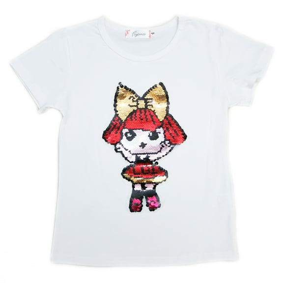 Wenchoice White Flip Sequins Lol T Shirt Girl'S Xl(7Y-8Y)