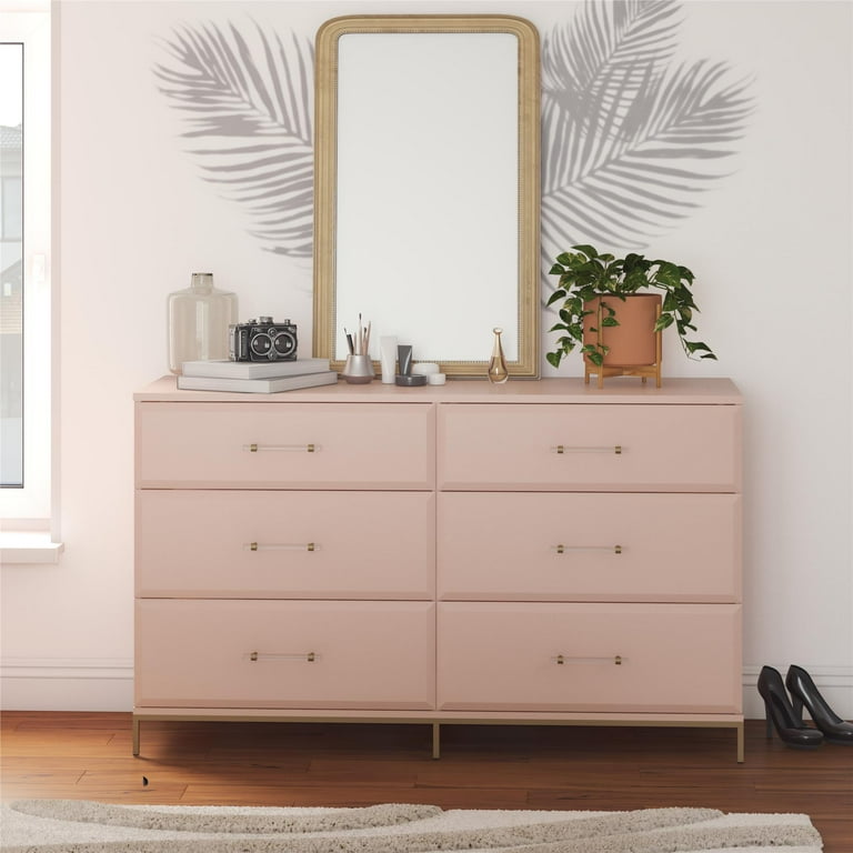 Effie 6-Drawer Dresser, Pale Pink - Walmart.com