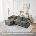 thumbnail image 2 of Noble House 107" L-Shaped Cloud Sofa, Cotton-Linen Velvet Sectional with Storage, Living Room, Modular 3-Seat, Gray, 2 of 7