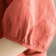 thumbnail image 2 of Kukoosong Women's Vintage Embroidered T-Shirts Solid Color Elbow-Length V-Neck Linen Pullover for Summer, Loose and Bohemian Tee Shirt for Women, 2 of 6