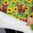 thumbnail image 3 of Oversized Wearable Blanket Hoodie,Highland Cow Sunflower Field Pattern Sherpa Blanket Hoodie with Super Pockets,Super Warm Fuzzy Pullover for Women & Men, 3 of 6