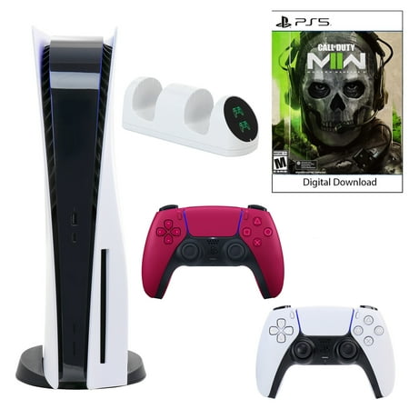 Sony PlayStation 5 Core Console with Call of Duty: Modern Warfare II with Dual Charger and DualSense Controller in Cosmic Red