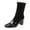 Black, variant on NOKIO Elegant Women'S Short Boots Ladies Fashion Solid Color Bright Leather Square Toe High Heel Boots Women'S Stylish Block Heel Ankle Boots Chunky Stacked Heel Faux Leather Ankle Booties