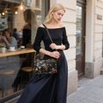 thumbnail image 5 of FORMRS Women Crossbody Purse with Chain Strap Vegan Leather Shoulder Handbag, Black Flowers, 5 of 7