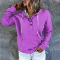 thumbnail image 2 of AherBiu Women Fall Pullover Tops Long Sleeve Half Button Hooded Sweatshirt for Women Solid Color Hoodies, 2 of 5