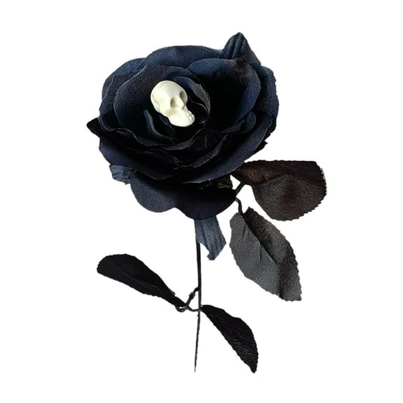 1pcs Black Burgundry Layout With Skull Head Halloween Decoration Artificial Rose Simulation Flower Photo Props Festival