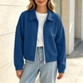thumbnail image 4 of XRoczxe Women's collared zip-up short jacket, long-sleeved loose-fitting casual sweatshirt style, simple and sophisticated autumn and winter outfit | Multiple colors available, 4 of 8