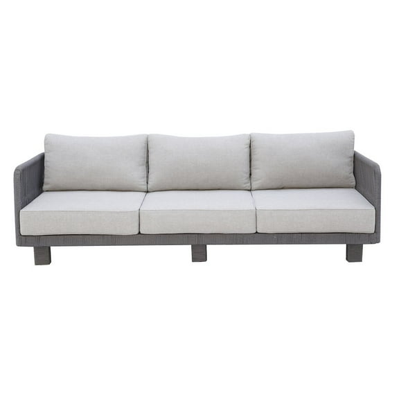 Cancun Aluminum Sofa with Dark Gray Rope in Silver Cushion