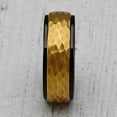 thumbnail image 3 of Tungsten Ring for Men Wedding Band Two Tone Black Gold Hammer Forged Size 6-16 (Tungsten, 8.5), 3 of 6