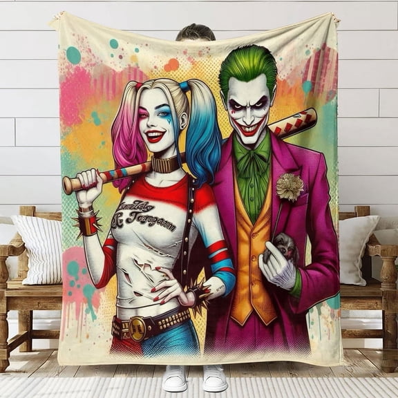 Joker Harley Quinn Throw Blanket Gifts for Fans Lover Girls Boys Women Present Hoodie Him Bed 60"x80"