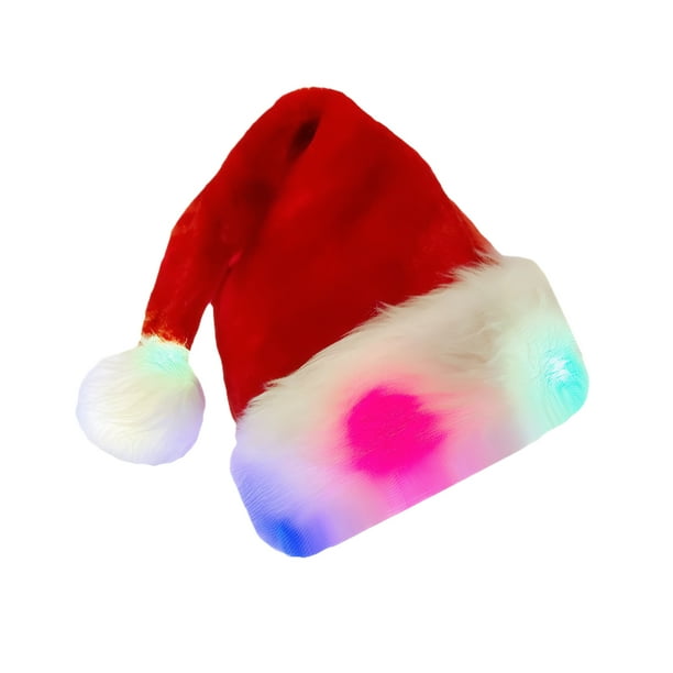 Advancent Gorros navideños LED para adultos y niños, fiestas navideñas, tela de terciopelo y doble capa, cómodos Kits de decoración para fiestas color de los niños
