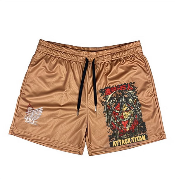 Pantalones cortos de Anime Attack On Titan para hombre, Shorts de baño para playa, deportivos, para gimnasio, correr, estampados, transpirables Fivean unisex