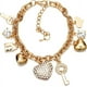 thumbnail image 1 of Pulsera de eslabones de oro - Extensor de 7" + 2" Pulseras de amor chapadas en oro de 14k para mujeres y niñas, con cristal, corazón de amor, llave, candado, pulsera con dijes Sincero Electrónica, 1 of 5