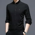 thumbnail image 2 of IROINNID Button Up Shirts for Men Ice Silk Long Sleeve Bamboo Fiber Wrinkle Non-iron Shirt Blouse,Black, 2 of 6