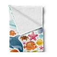 thumbnail image 2 of Tropical Animals Soft Flannel Fleece Throw Blanket, Diving Sea Fauna Pattern Marine Objects Whale Corals Underwater, Cozy Plush for Indoor and Outdoor Use, 50" x 70", Multicolor, by Ambesonne, 2 of 5